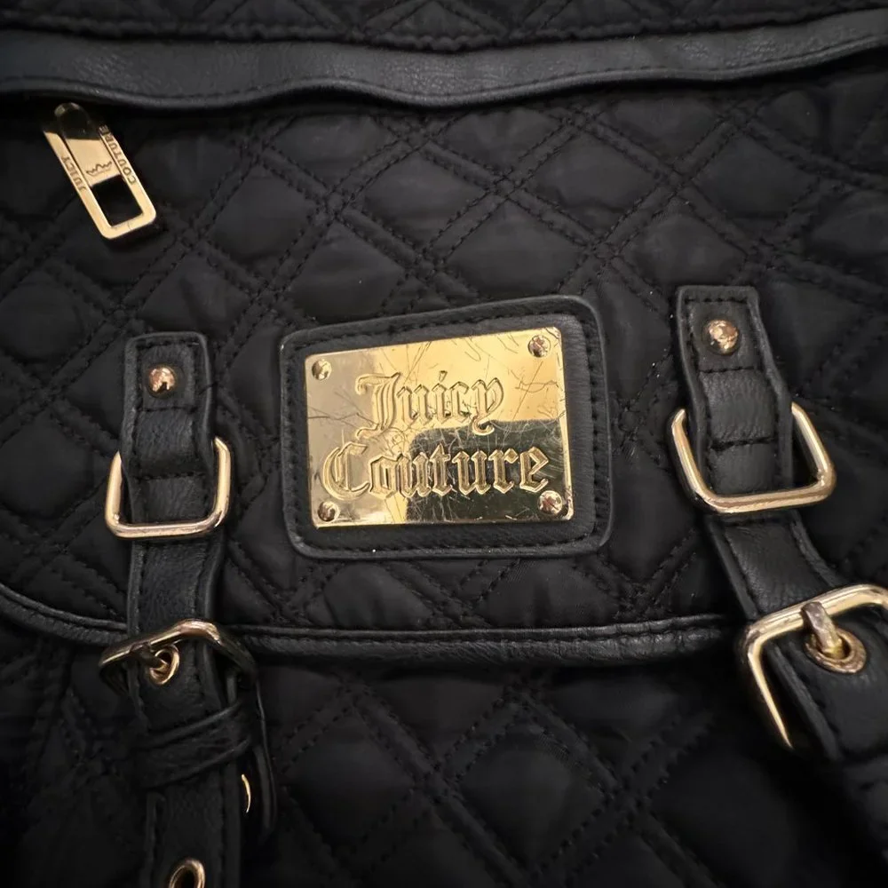 Juicy Couture black quilted backpack with adjustable straps